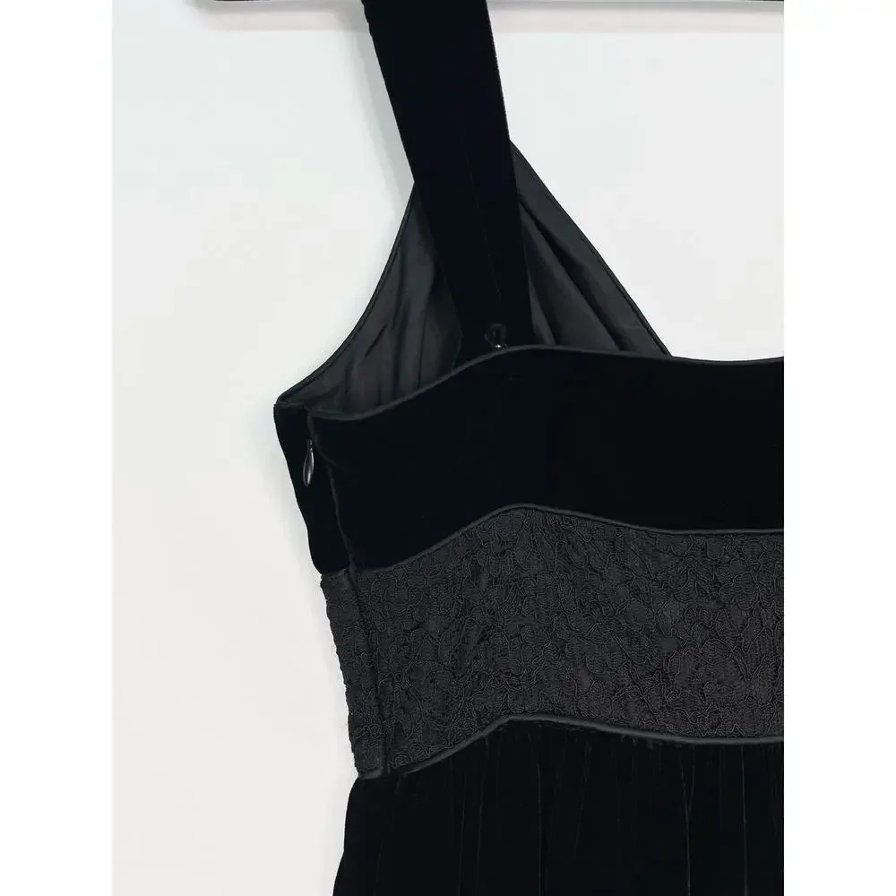 To The Max Black Velvet Lace Trim Cocktail Dress Size 4 Small - Picture 8 of 12